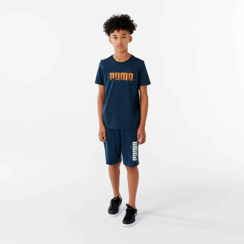 blau T-Shirt Decathlon bedruckt - Kinder Puma -