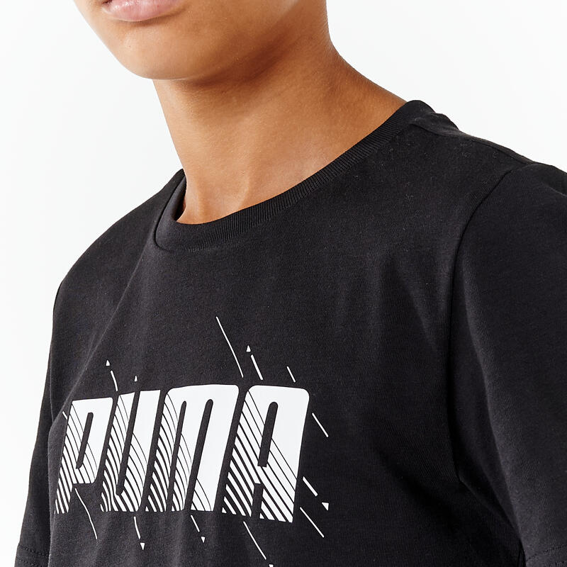 T-Shirt Kinder - Puma schwarz bedruckt PUMA - DECATHLON