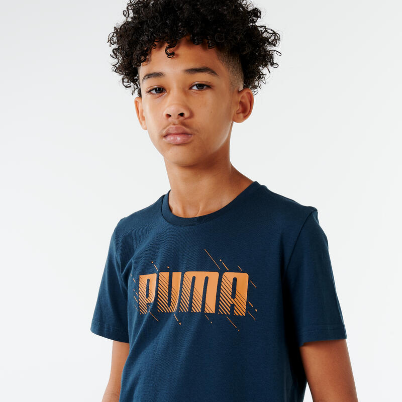 T-Shirt Kinder - Puma blau bedruckt PUMA - DECATHLON