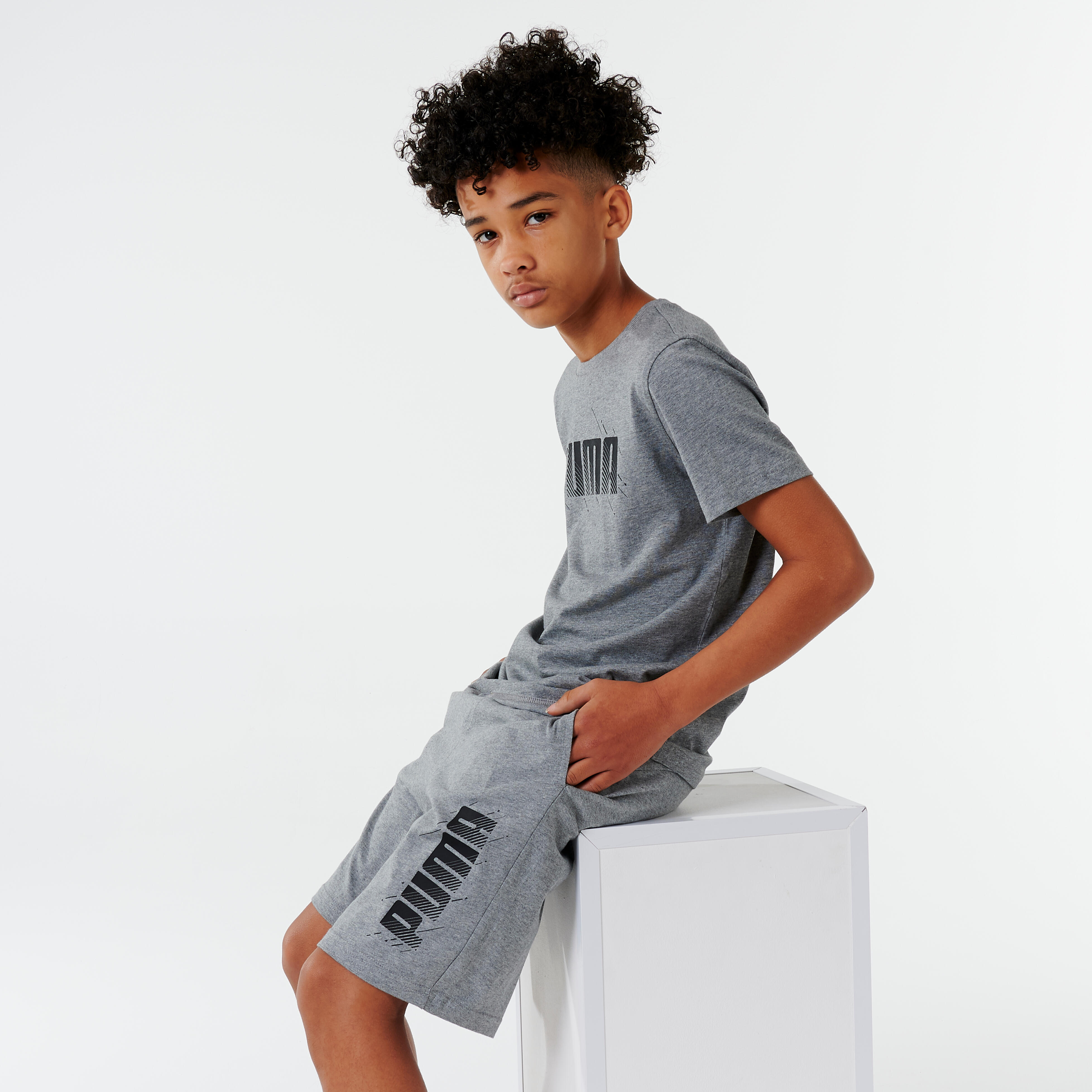 GRAY BOY PRINTED SHORTS PUMA