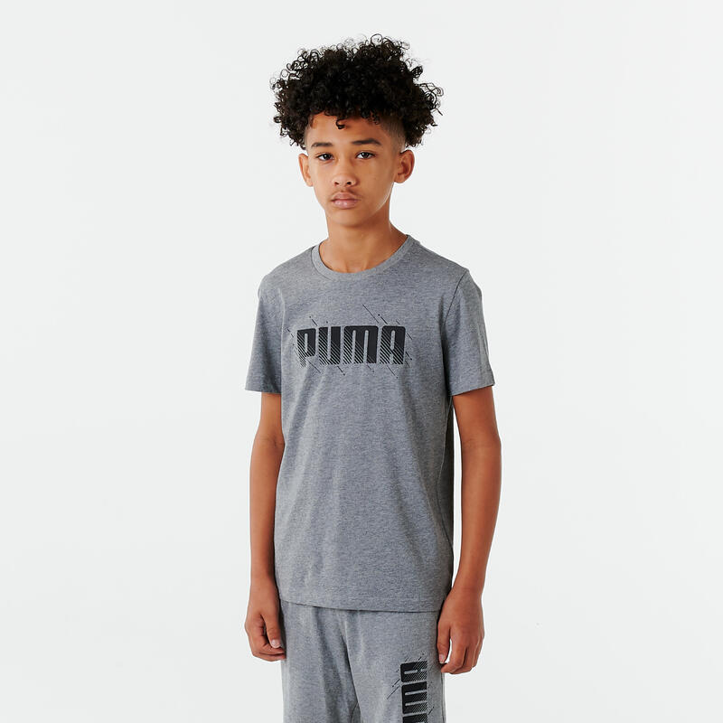 T-shirt voor jongens grijs met opdruk