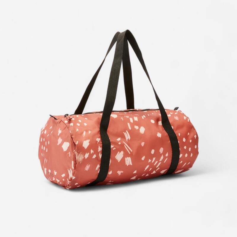 15L Folding Cardio Training Fitness Bag Brown Print DOMYOS Decathlon