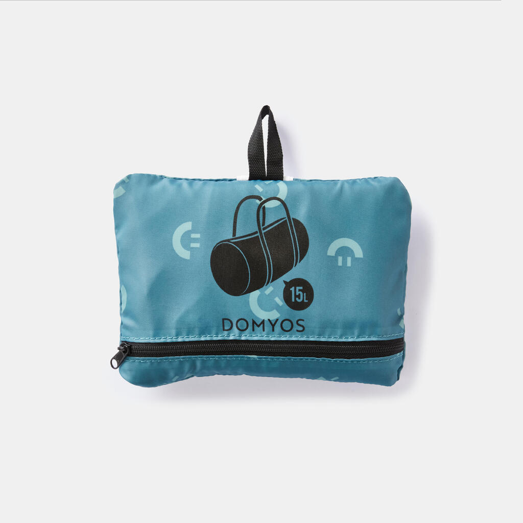 Skladacia taška na fitness s objemom 15 litrov hnedá s potlačou
