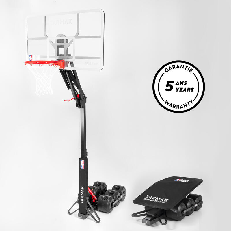 Basketbalpaal verstelbaar van 2,10m tot 3,05m B900 BOX NBA zwart wit