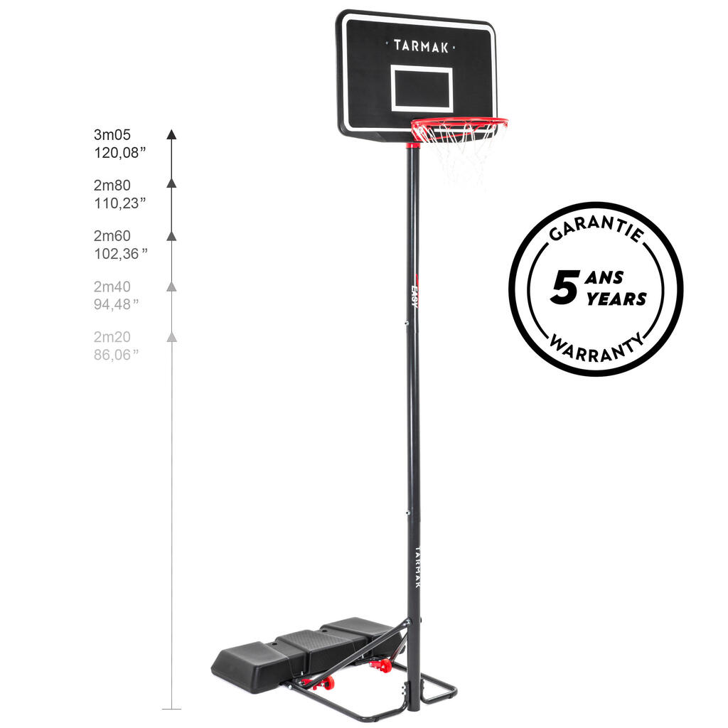 Panier de basket sur pied réglable de 2,20m à 3,05m - B100 Easy Noir