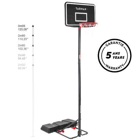 B100 Easy Kids'/Adult Basketball Basket 2.2m to 3.05m tool-free adjustment.