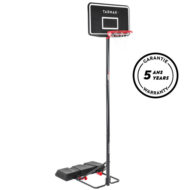 Inklapbare basketbalpaal B100 Easy verstelbaar van 2,20 tot 3,05 m zwart