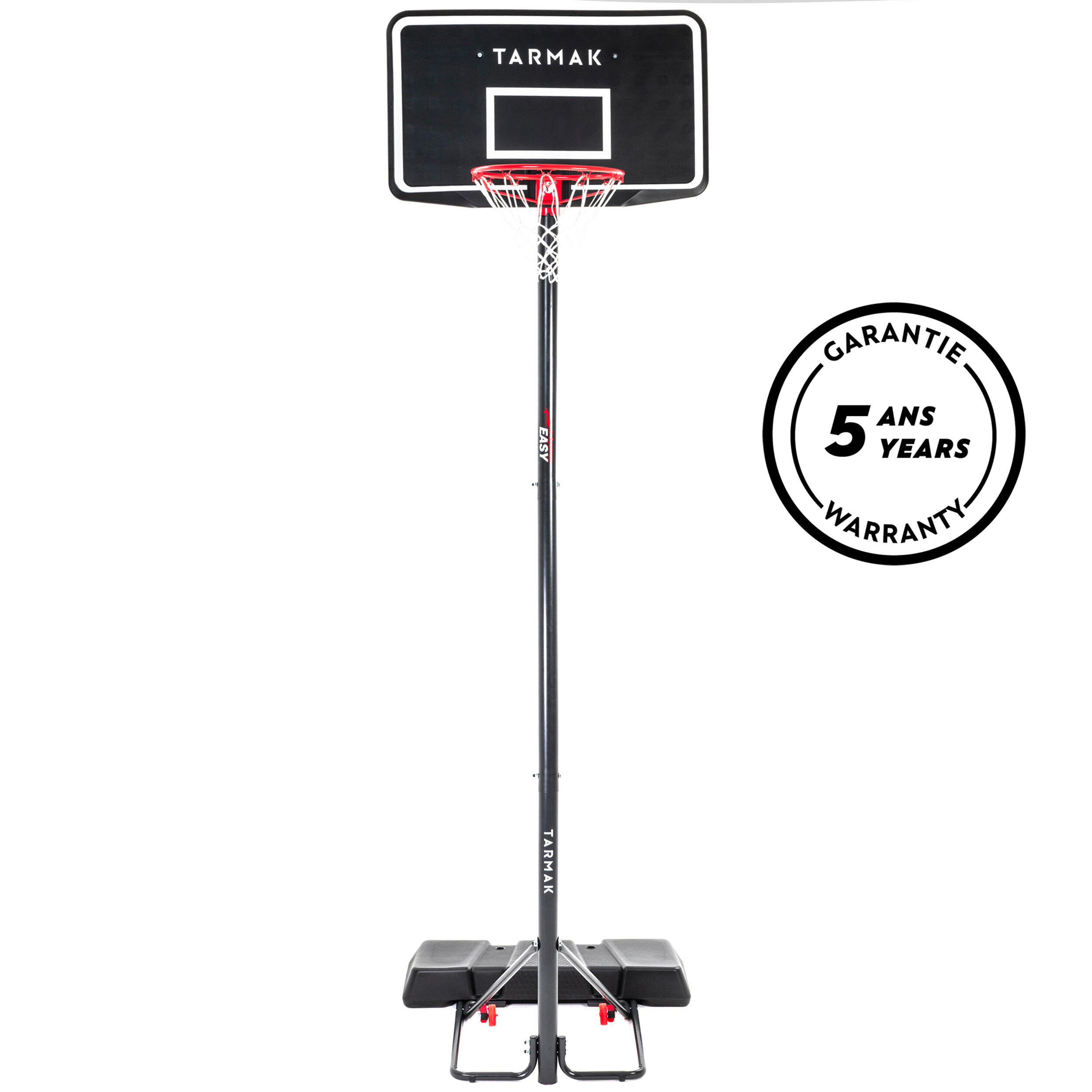 Panier de basket sur pied réglable à roulettes - B 100 Easy noir - TARMAK
