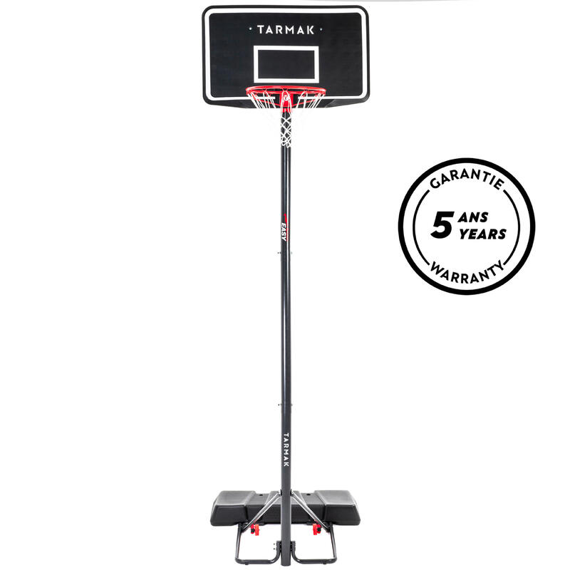 Basketbalpaal B100 Easy verstelbaar van 2,20 m tot 3,05 m zwart