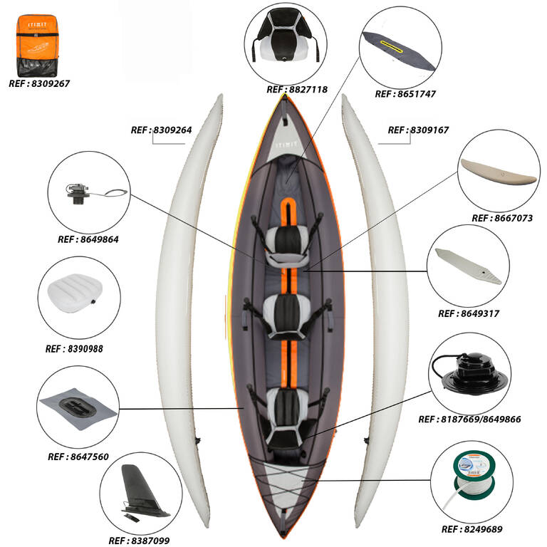 100 2/3 PERSON TOURING INFLATABLE KAYAK - ORANGE