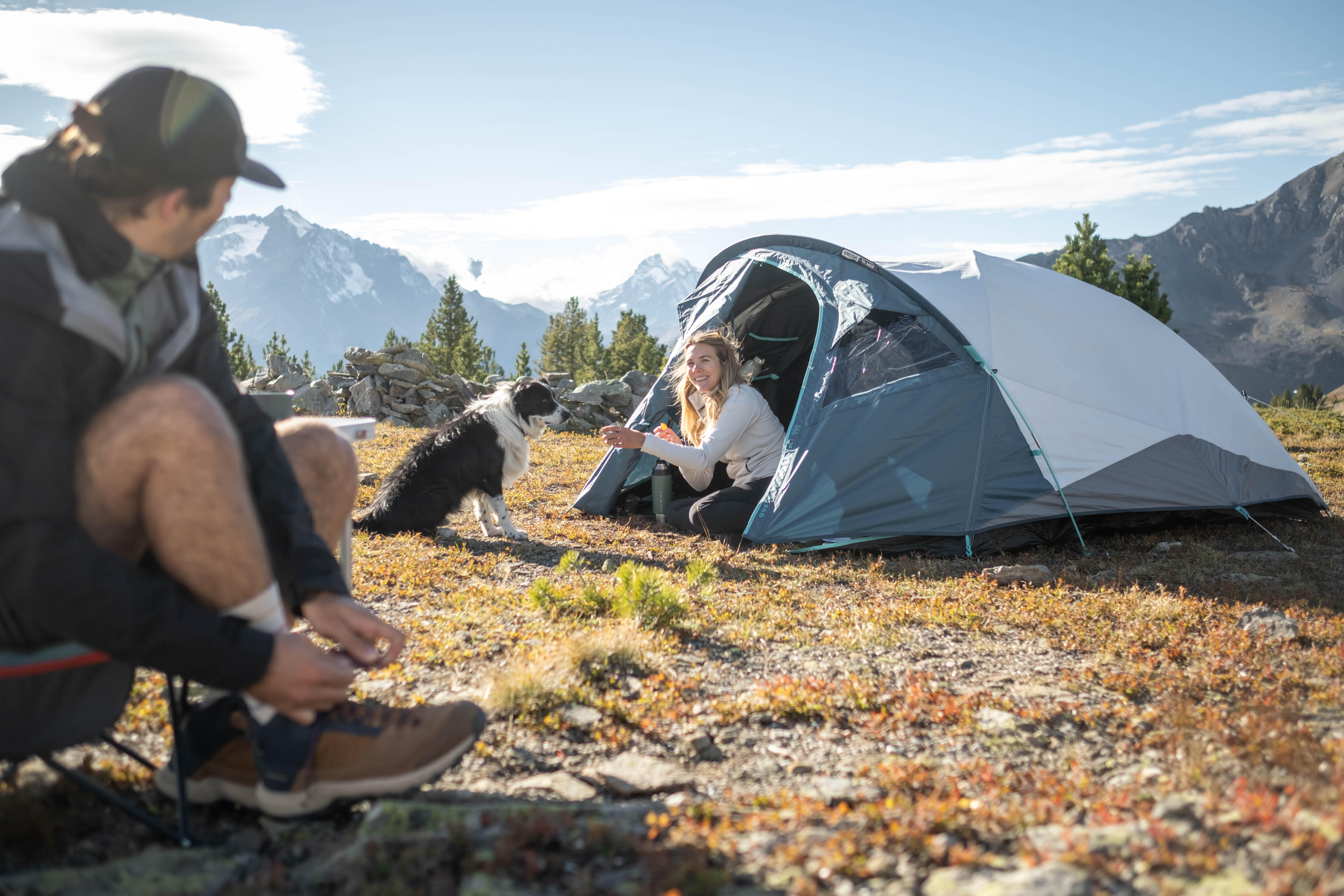Camping Tent 3-Person, MH 100 XL Fresh & Black - QUECHUA
