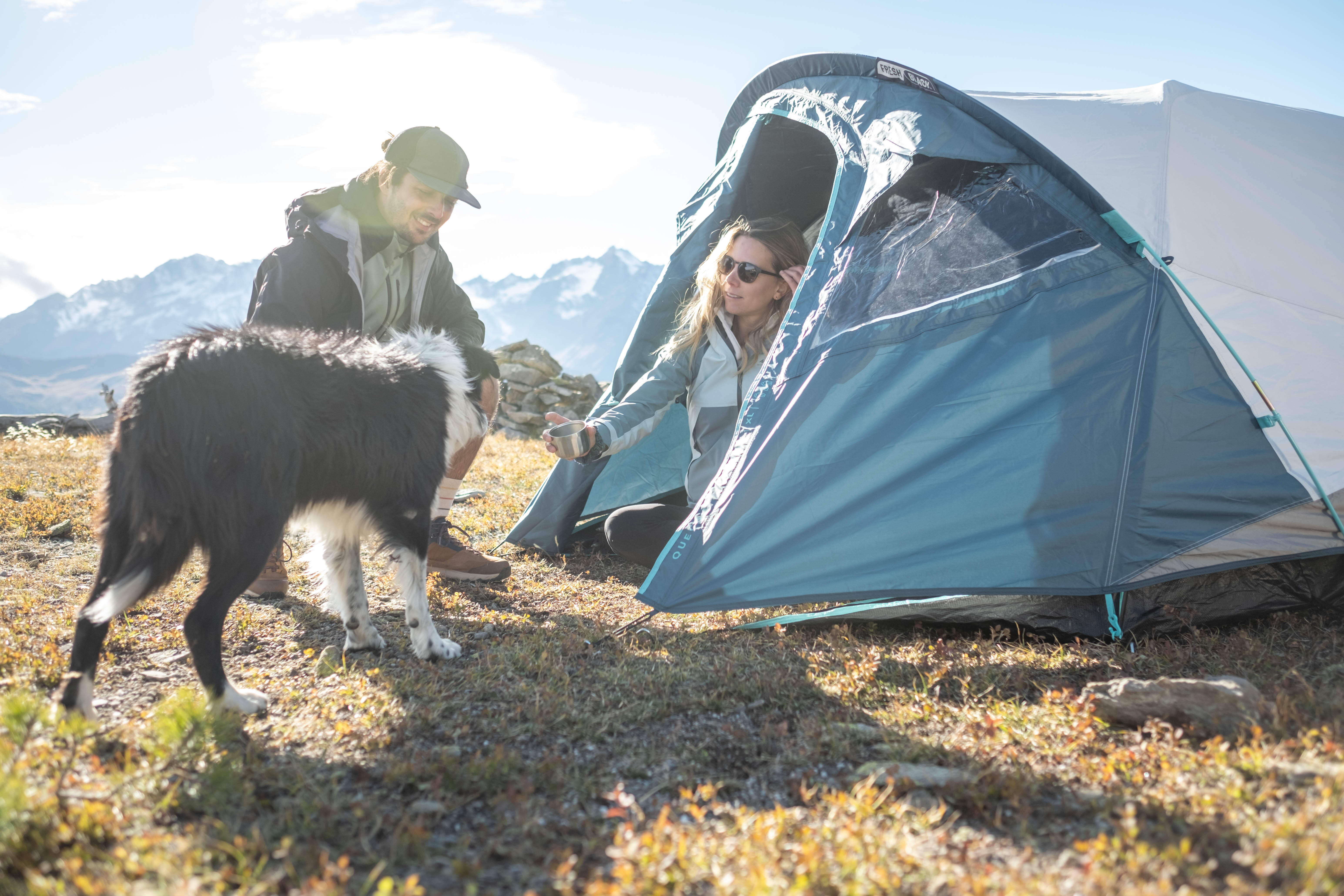 Camping Tent 3-Person, MH 100 XL Fresh & Black - QUECHUA
