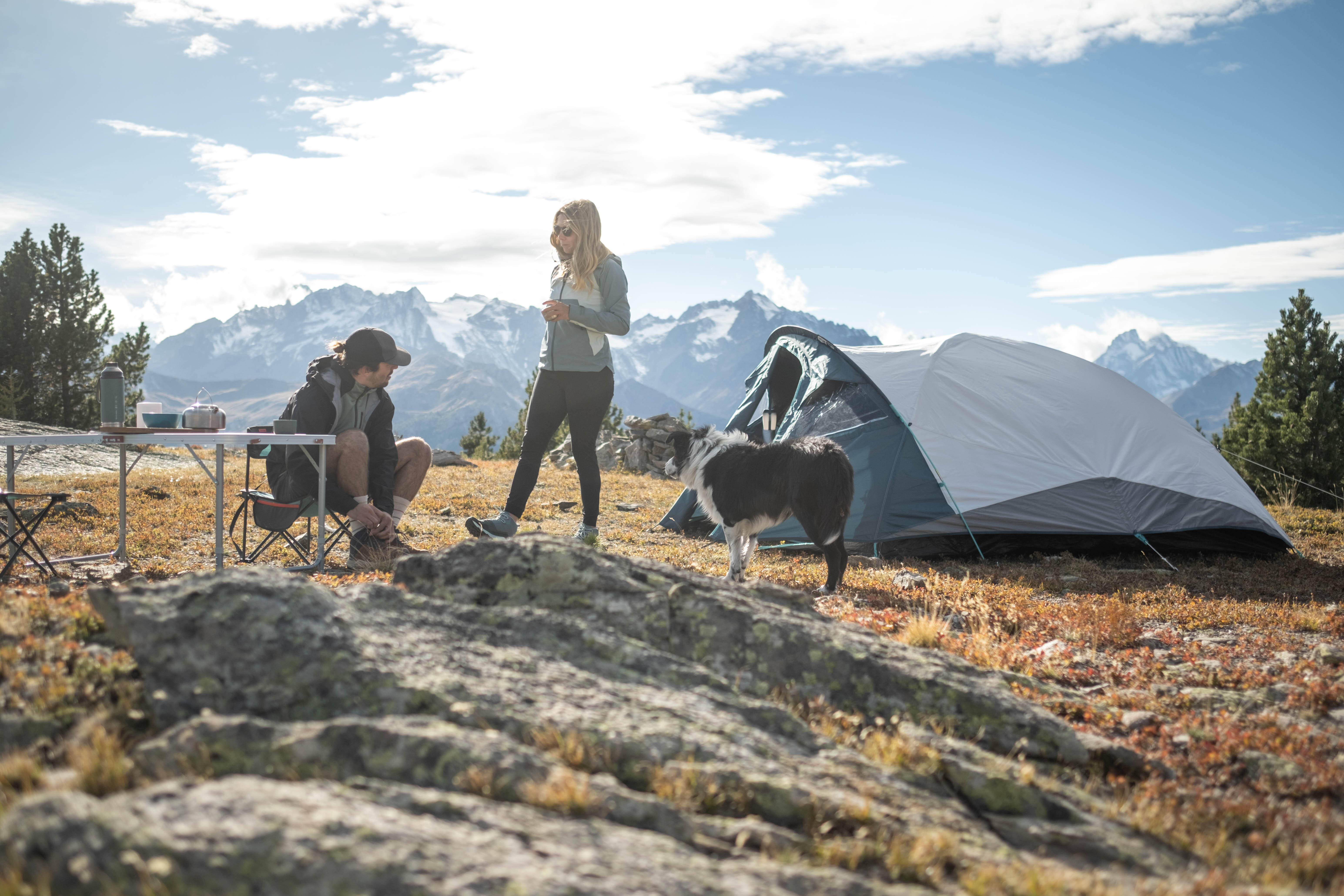 Camping Tent 3-Person, MH 100 XL Fresh & Black - QUECHUA
