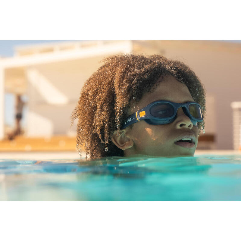 Schwimmbrille klar Grösse S - 100 Soft blau/grau/gelb 