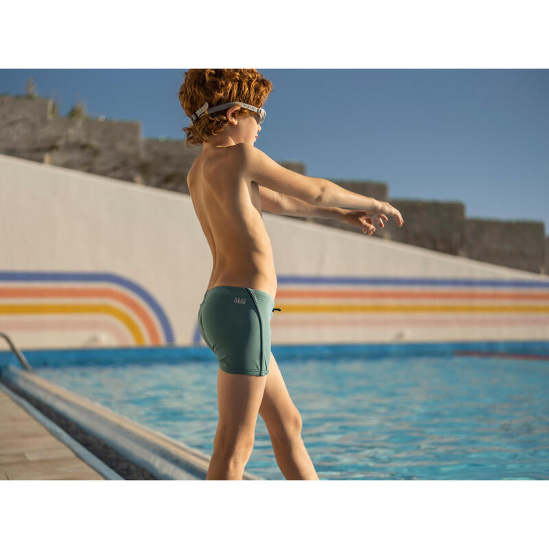 Calções de banho Natação Boxers 100 Plus Menino Turquesa