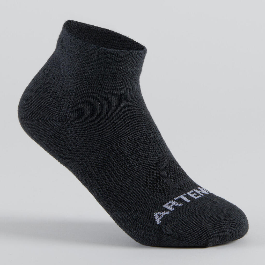 CALCETINES MEDIA CAÑA DEPORTE NIÑOS ARTENGO RS160 NEGRO GRIS PAQ. DE 3 PARES 