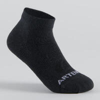 CHAUSSETTES DE SPORT ENFANT MI-HAUTES ARTENGO RS 160  NOIR GRIS LOT DE 3