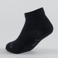 CHAUSSETTES DE SPORT ENFANT MI-HAUTES ARTENGO RS 160  NOIR GRIS LOT DE 3