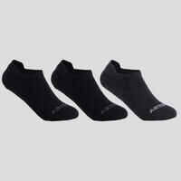 Kids' Low-Cut Tennis Socks Tri-Pack RS 160 - Black/Black/Grey