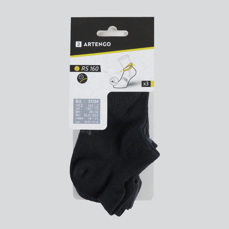 SET DE 3 PERECHI X ȘOSETE SPORT SCURTE RS 160  NEGRU NEGRU GRI COPII