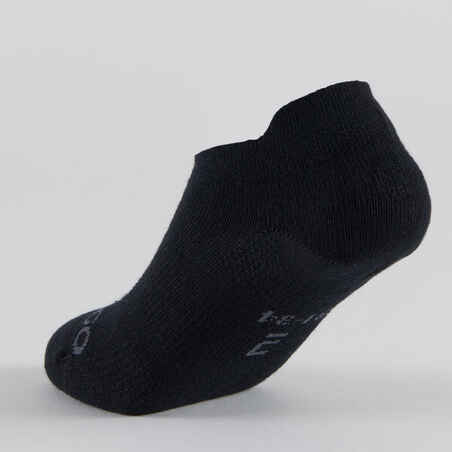 Kids' Low-Cut Tennis Socks Tri-Pack RS 160 - Black/Black/Grey