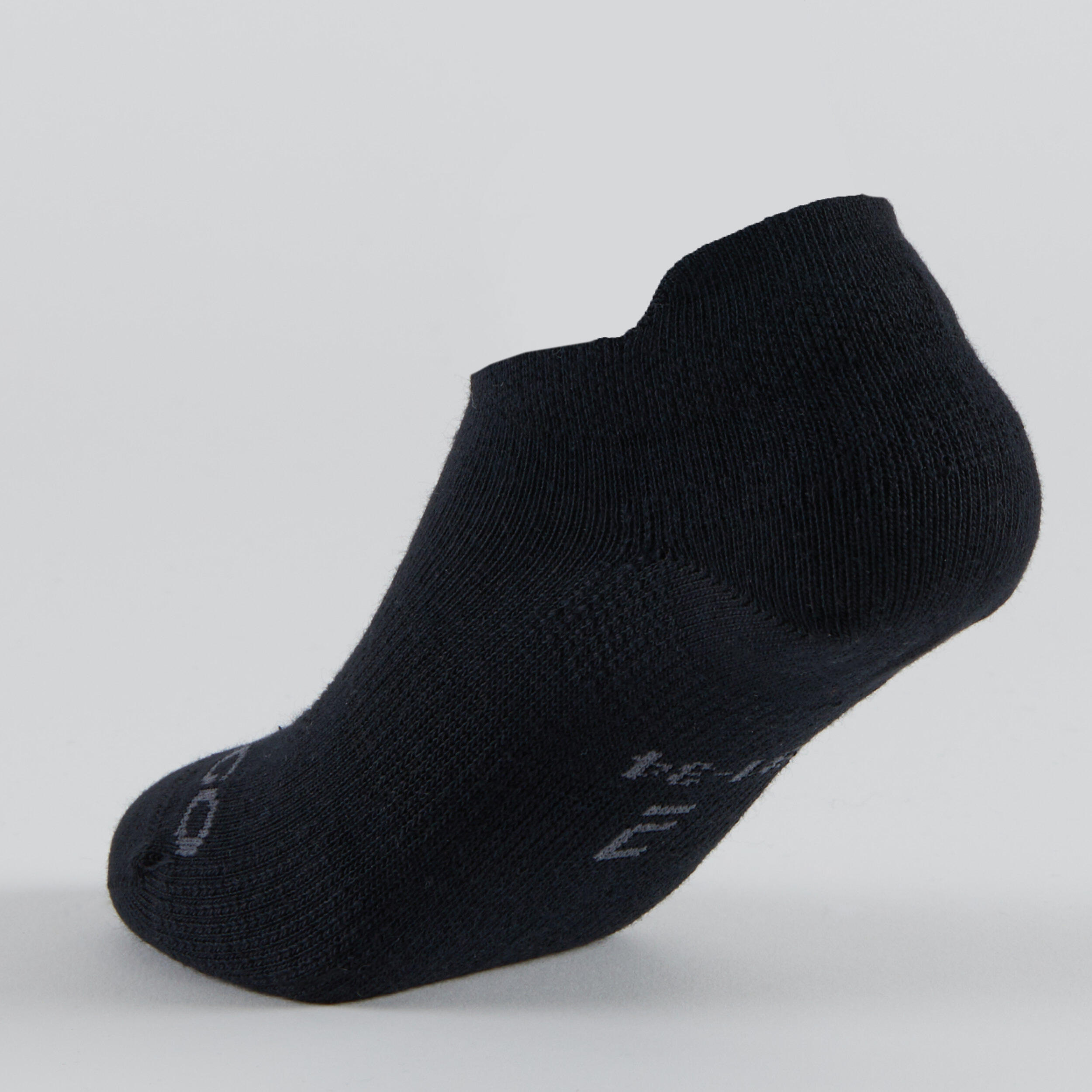 Kids' Low-Cut Tennis Socks Tri-Pack RS 160 - Black/Black/Grey 4/8