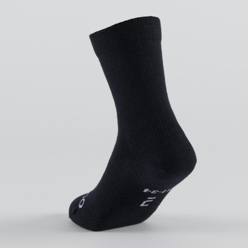 Detské tenisové ponožky RS 160 vysoké 3 páry čierne