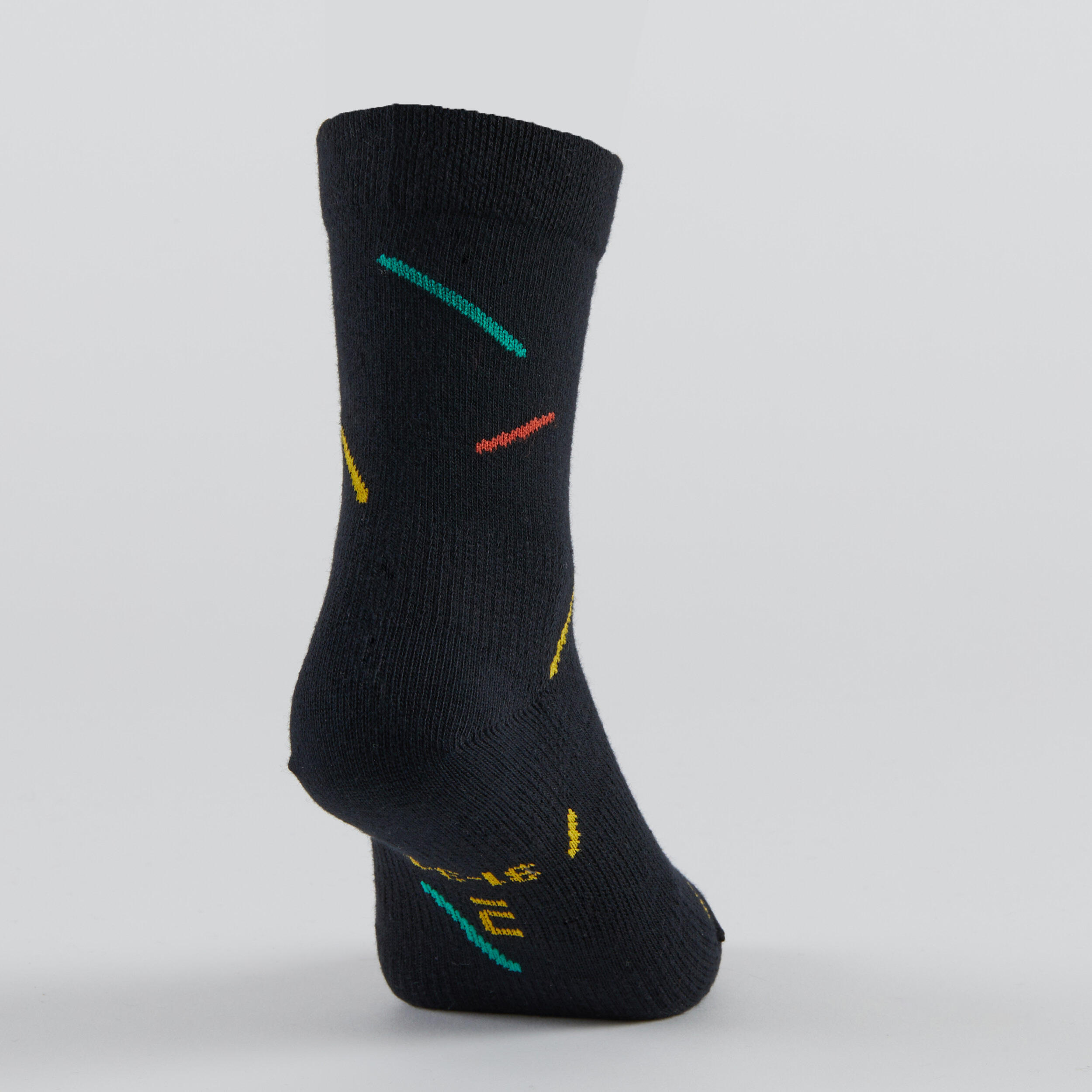 Kids' High Tennis Socks Tri-Pack RS 160 - Black/Print 6/13