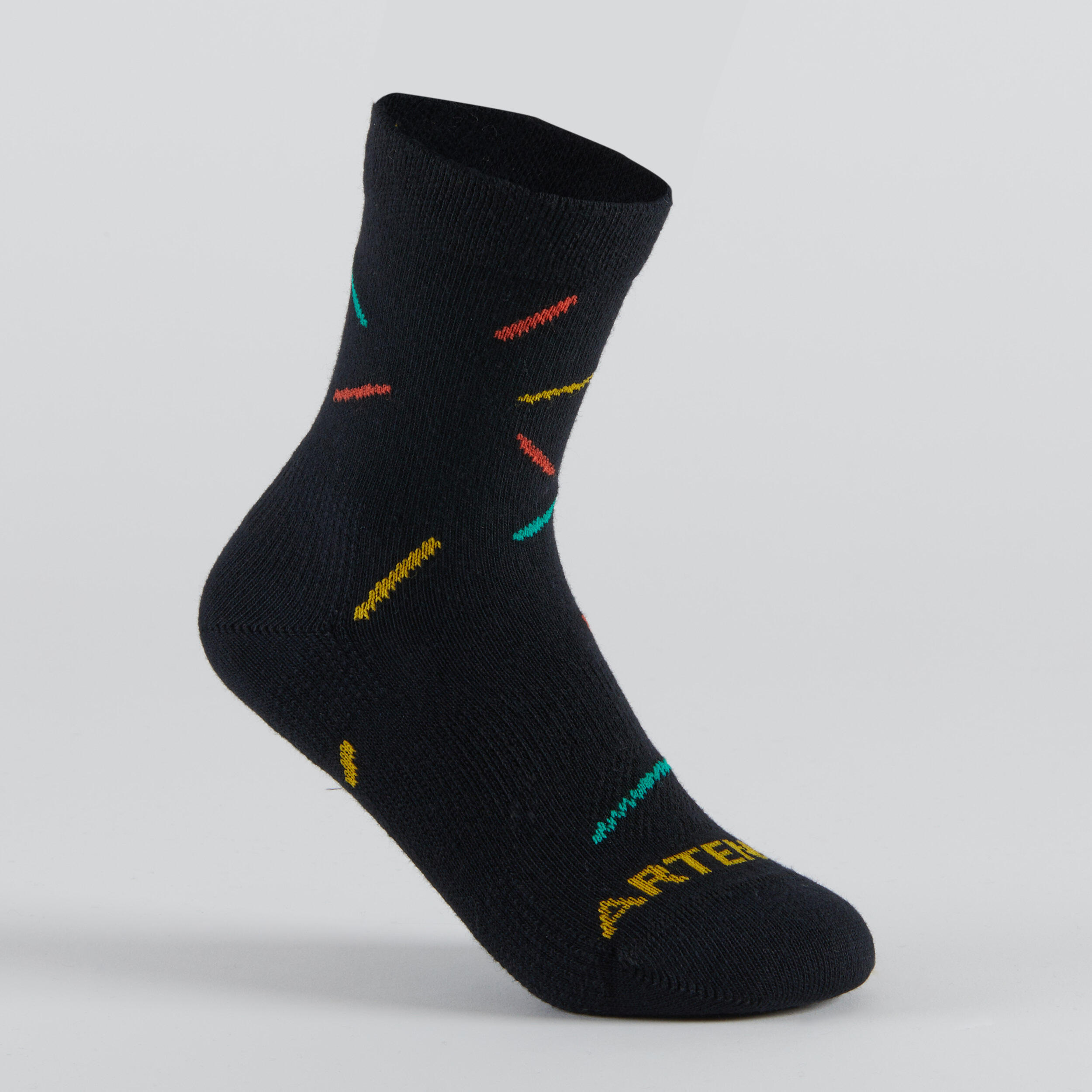 Kids' High Tennis Socks Tri-Pack RS 160 - Black/Print 5/13
