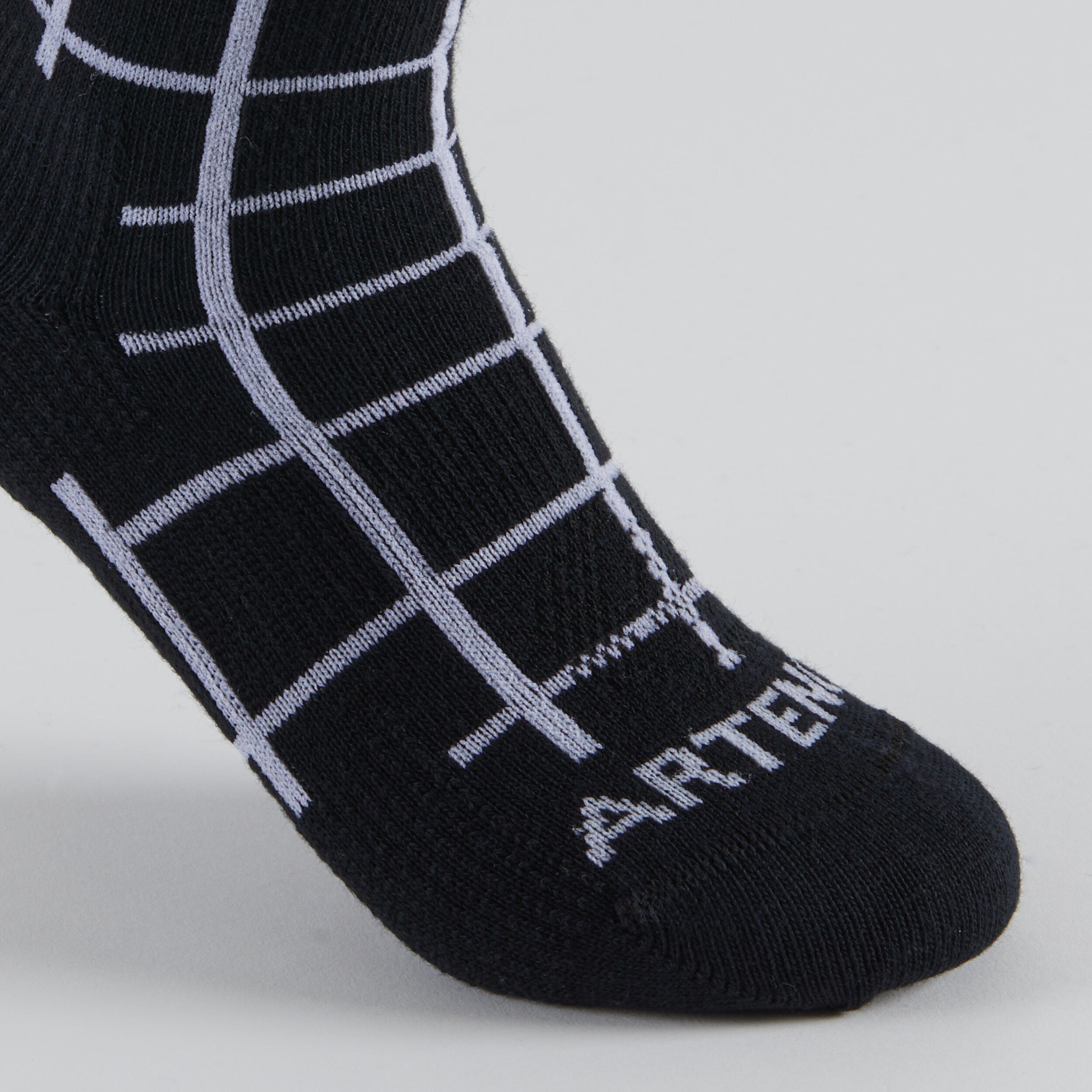 Kids' High Tennis Socks Tri-Pack RS 160 - Black/Print 4/13