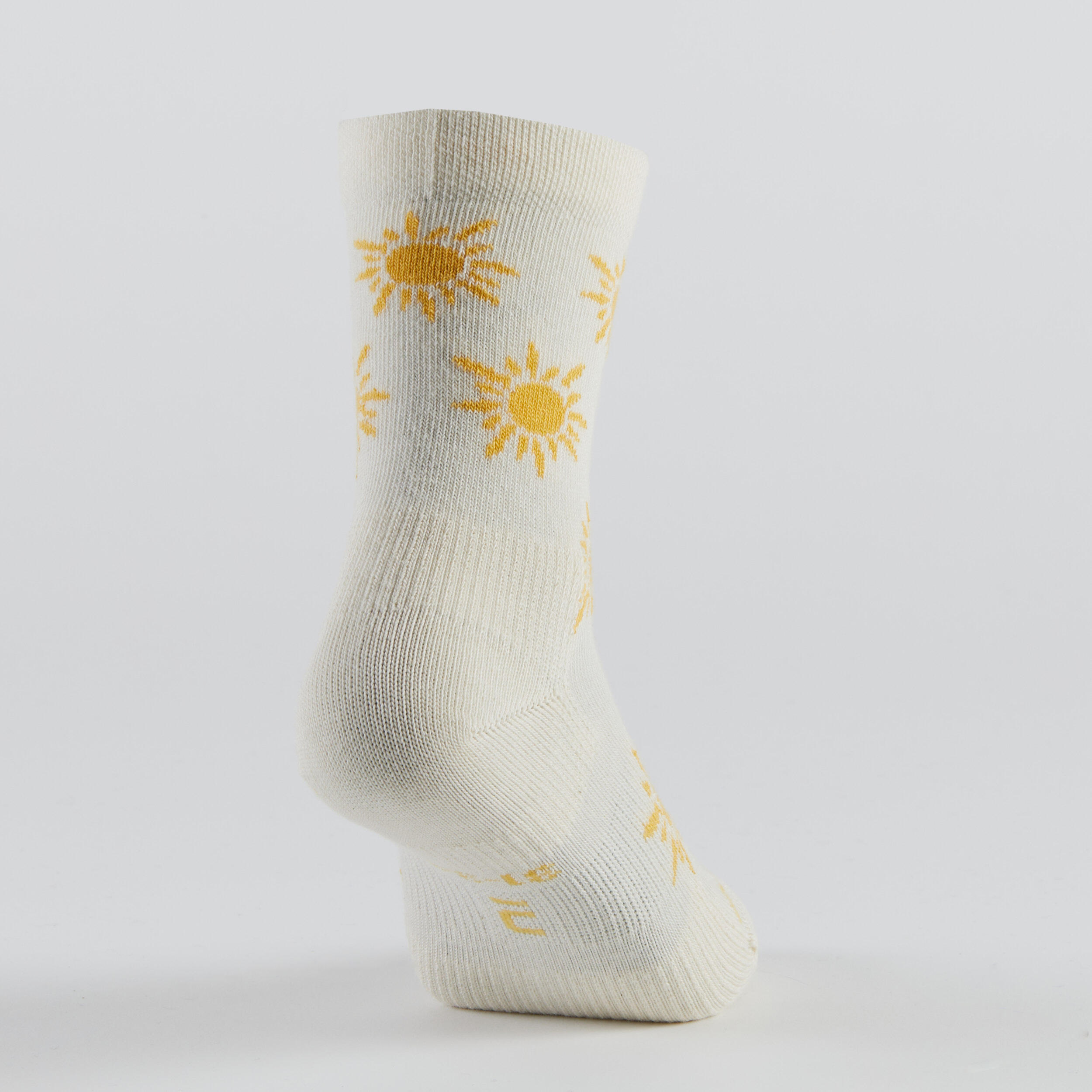 Kids' High Tennis Socks RS 160 Tri-Pack - Greige with Brown and White Patterns 3/14
