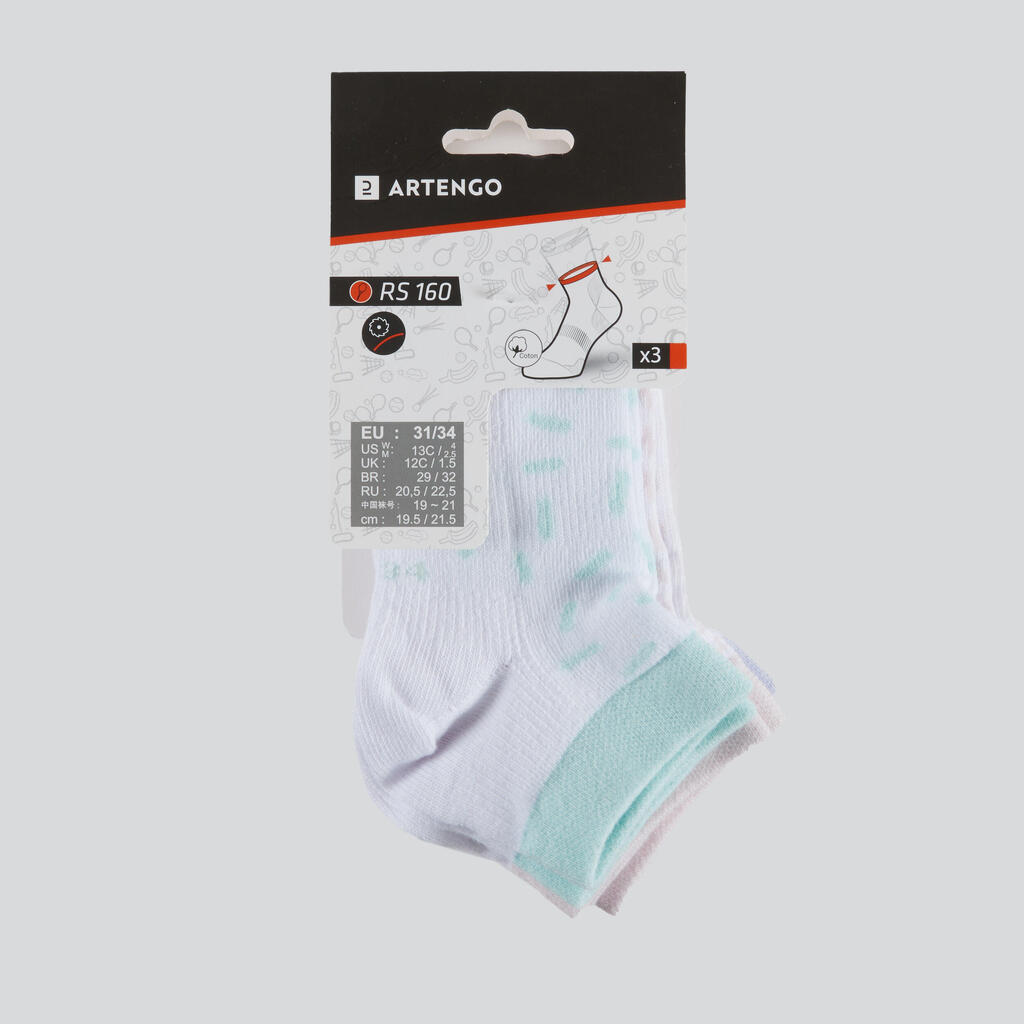 Tennissocken Kinder - RS 160 Mid 3er-Pack weiss