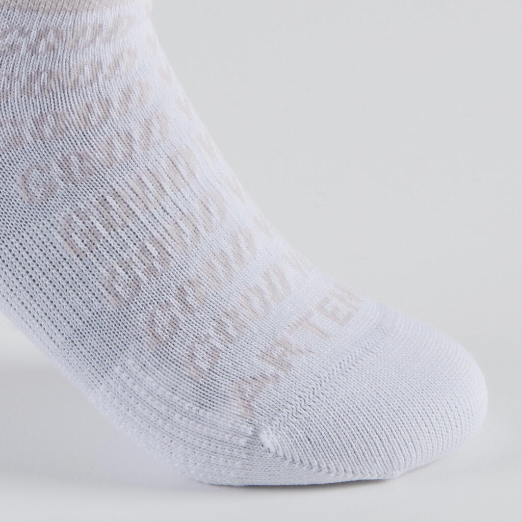 Detské športové ponožky RS 160 stredne vysoké 3 páry tmavomodré, biele