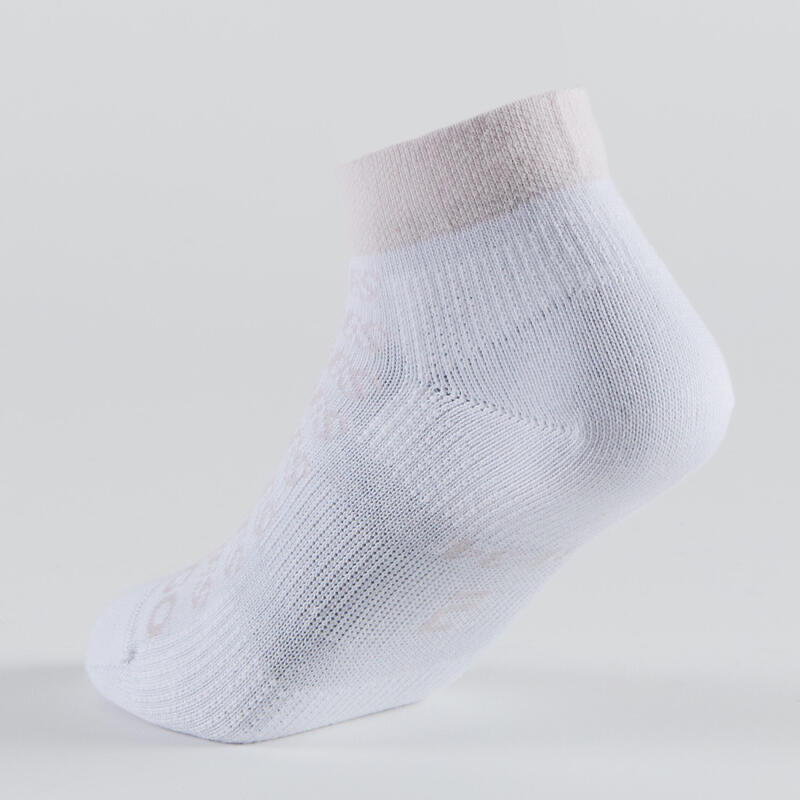 CHAUSSETTES DE SPORT ENFANT MI-HAUTES ARTENGO RS 160 BLANC PASTEL LOT DE 3