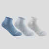 Detské športové ponožky RS 160 stredne vysoké 3 páry biele, modré, sivé