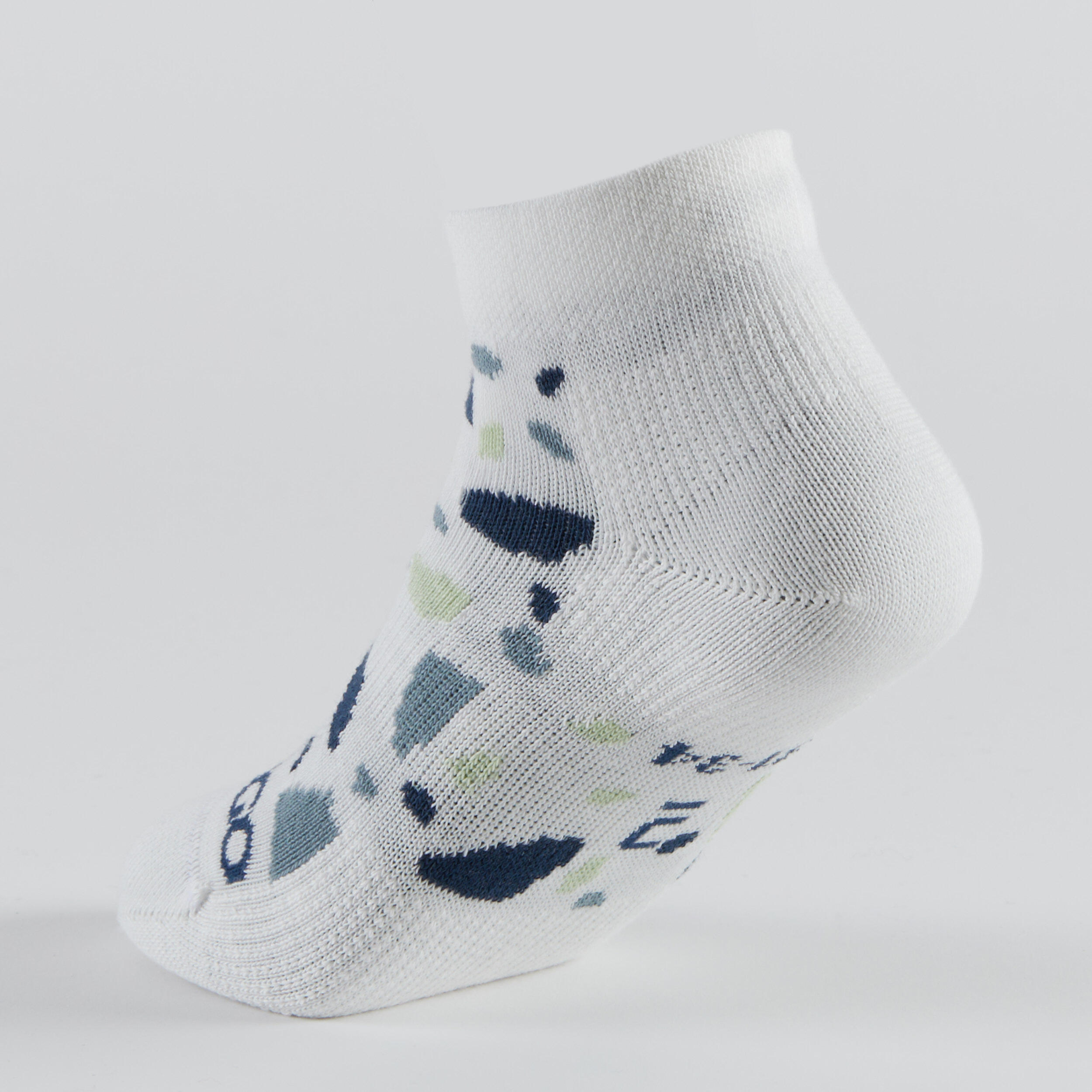 Kids' Mid Sports Socks Tri-Pack RS 160 - Off-White/Navy 8/13