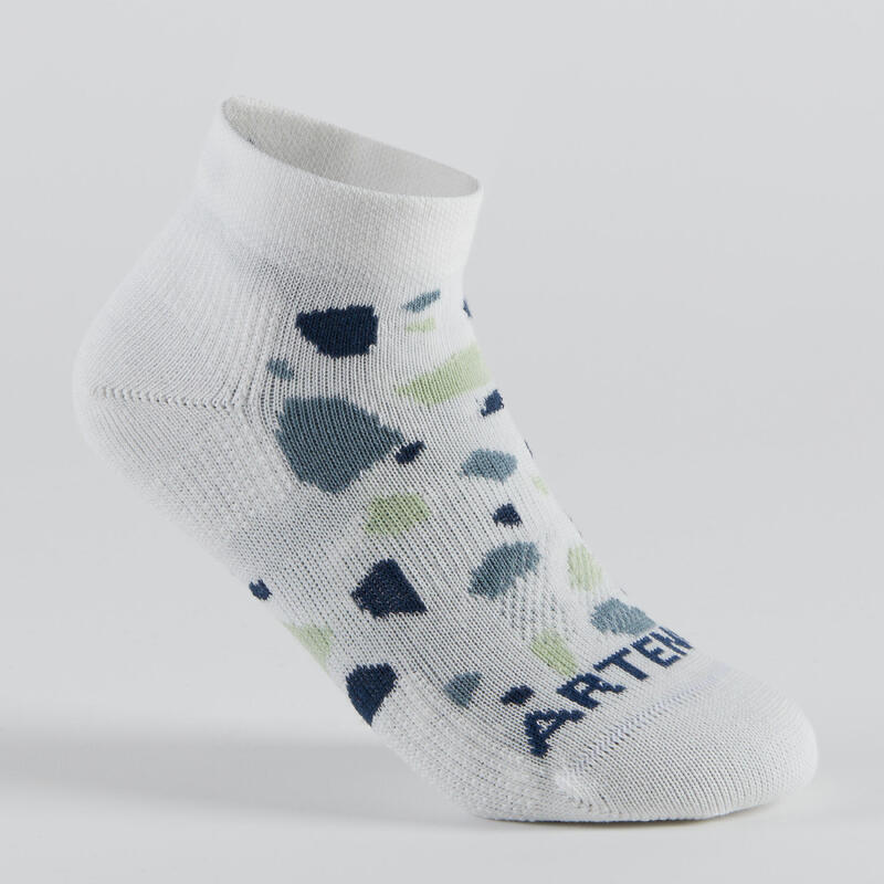 Dětské polovysoké tenisové ponožky RS160 bílé, modré 3 páry