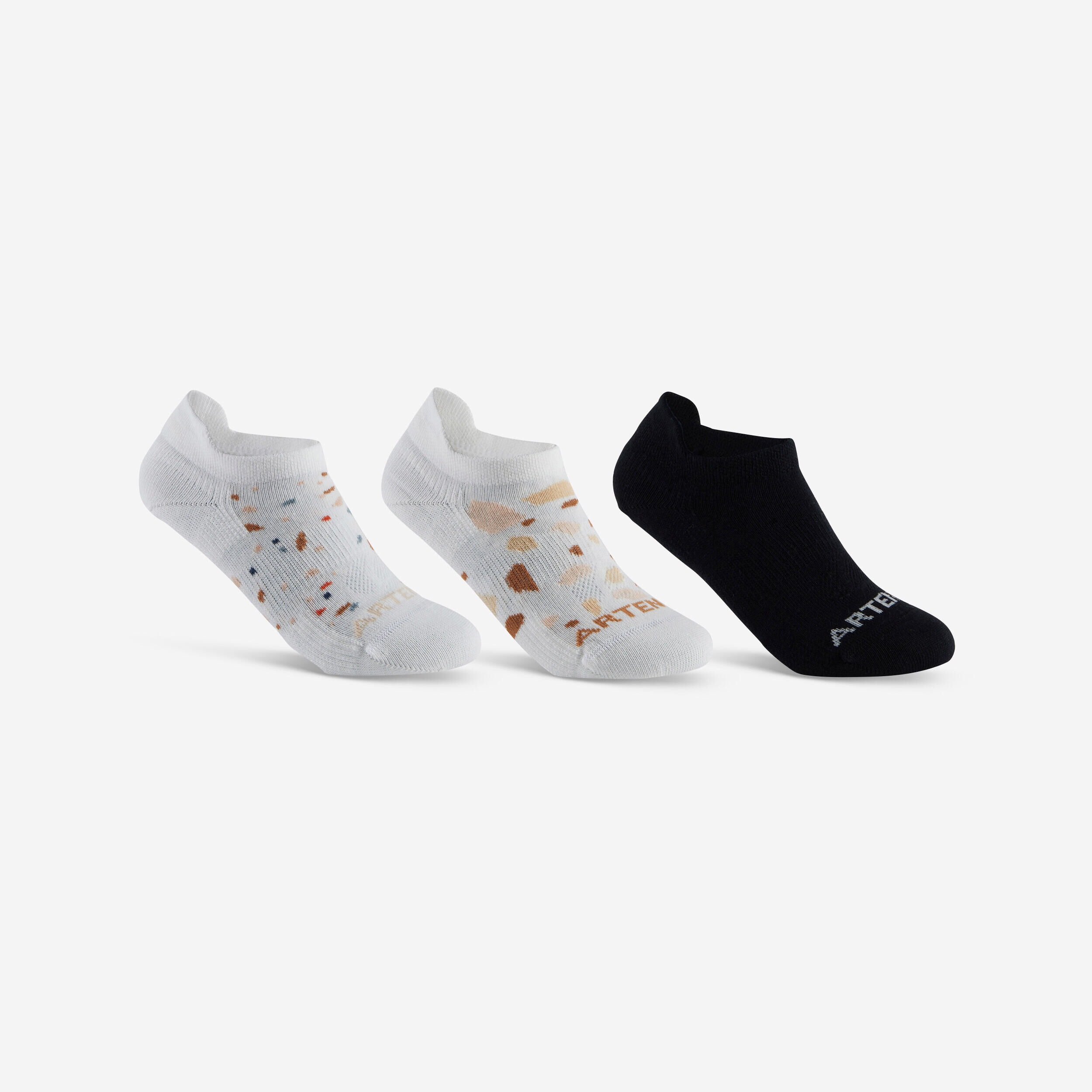 ARTENGO Low Sports Socks RS 160 Tri-Pack - Off-White/Black