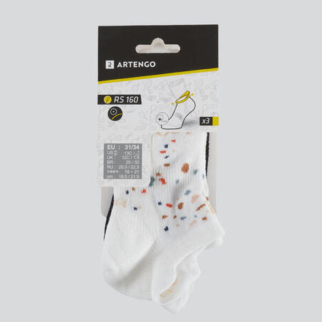 Bele i crne dečje čarape za tenis RS 160 (3 para)