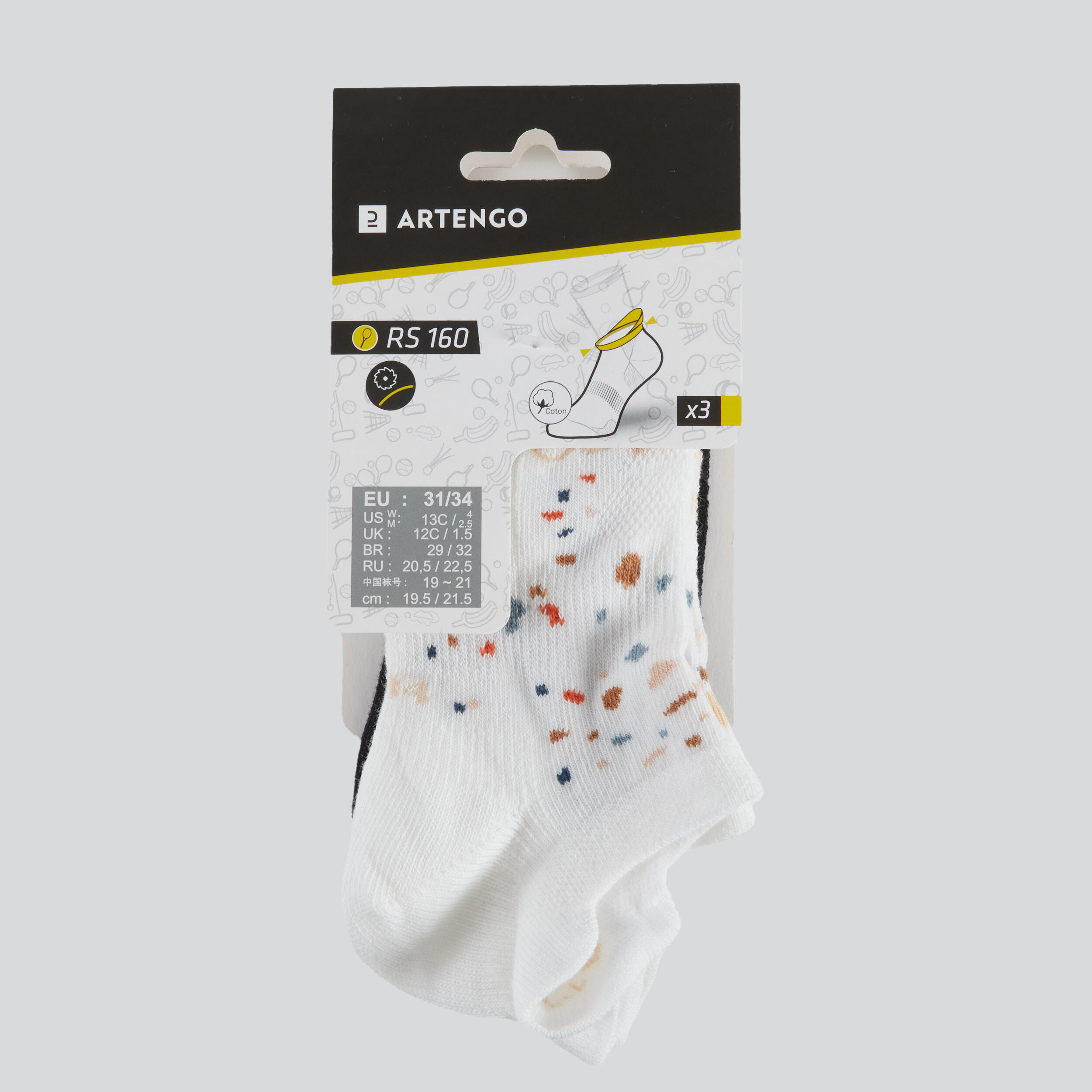 Low Sports Socks RS 160 Tri-Pack - Off-White/Black 14/14