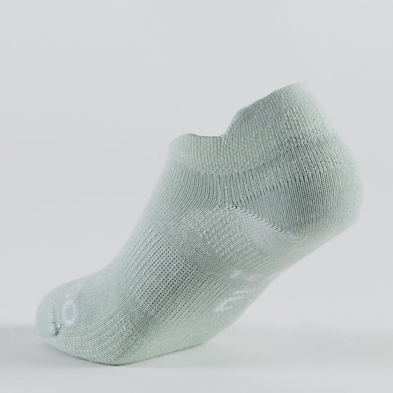 Dětské nízké tenisové ponožky RS160 3 páry zelené, bílé, béžové