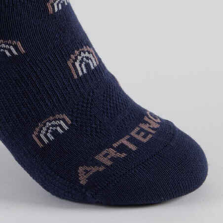 Kids' Low Tennis Socks Tri-Pack RS 160 - Navy/Print