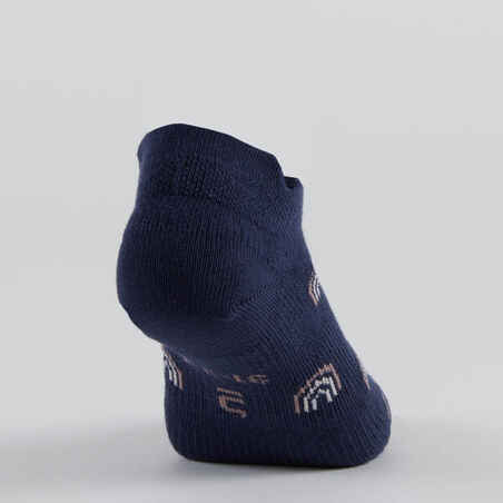 Kids' Low Tennis Socks Tri-Pack RS 160 - Navy/Print