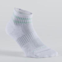 Bele / ljubičaste / prugaste čarape srednje dužine za tenis RS 500 (3 para)