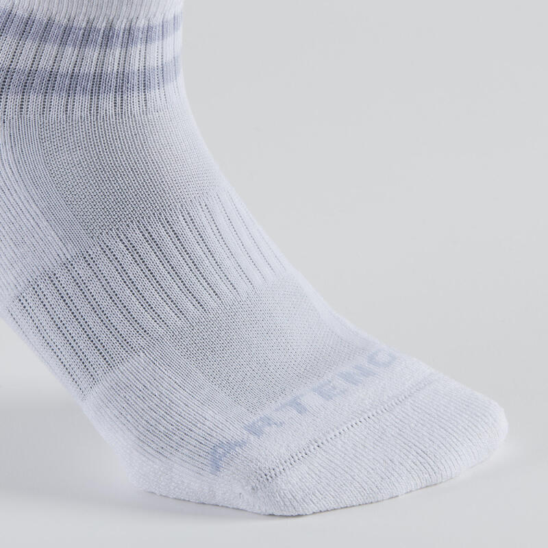 Mid Tennis Socks RS 500 Tri-Pack - White/Purple/Stripes