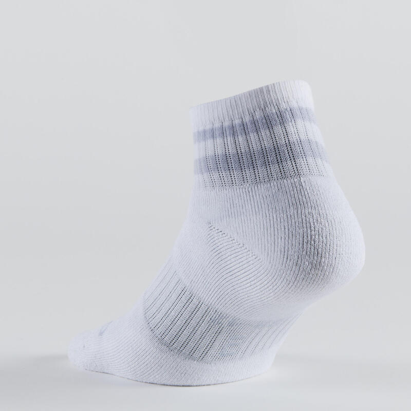 Mid Tennis Socks RS 500 Tri-Pack - White/Purple/Stripes