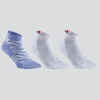 Čarape za sportove s reketom RS 160 Mid srednje visoke ljubičaste i bijele s uzorkom 3 para