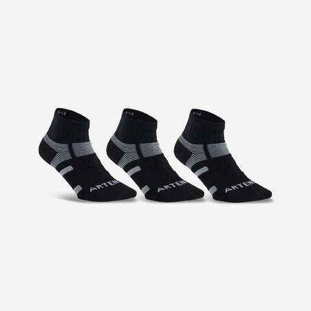 CHAUSSETTES DE SPORT MI-HAUTES ARTENGO RS 560 NOIR GRIS LOT DE 3