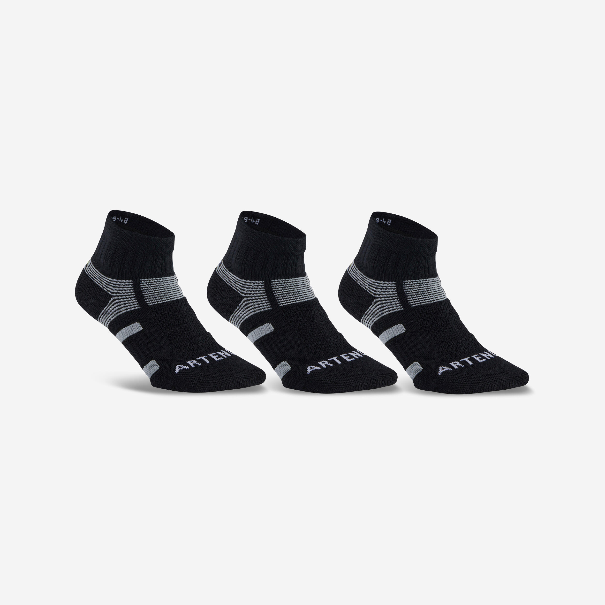 ARTENGO Mid Sports Socks Tri-Pack RS 560 - Black/Grey