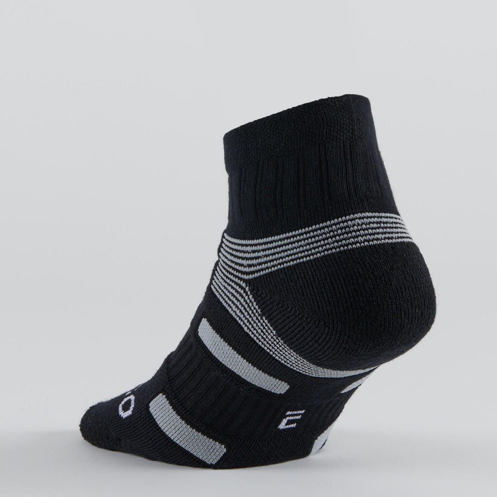 CHAUSSETTES DE SPORT MI-HAUTES ARTENGO RS 560 NOIR GRIS LOT DE 3